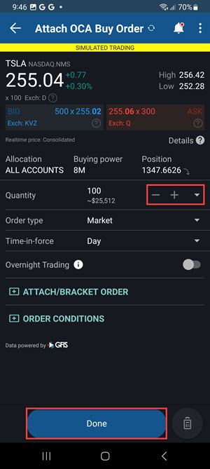 Attach OCA buy order preview on the Android Phone